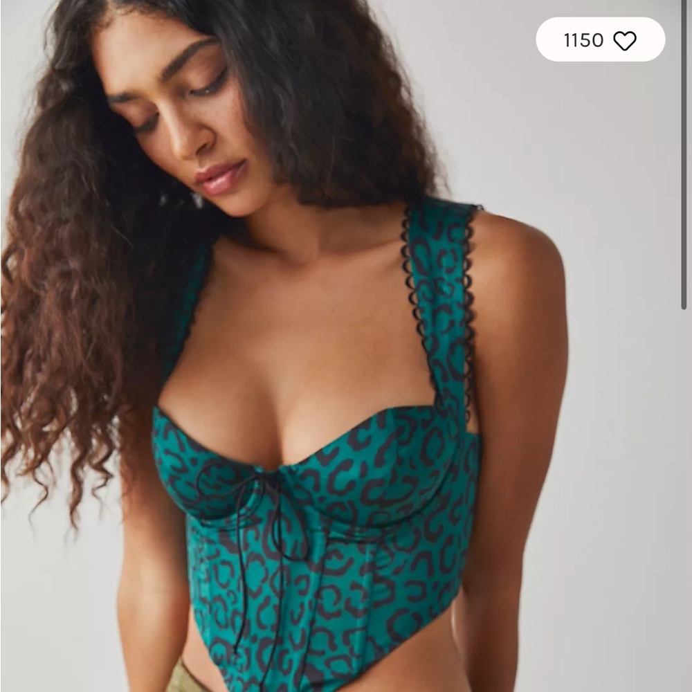 For Love And Lemons Teal Print Bustier - Picture 4 of 15